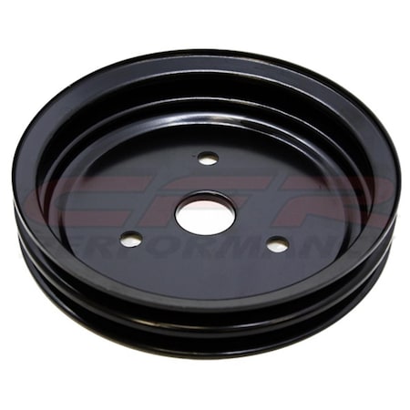 Handson Steel Crankshaft Pulley - Black Short 2 Groove for 1955-68 Chevy Small Block HA1320773